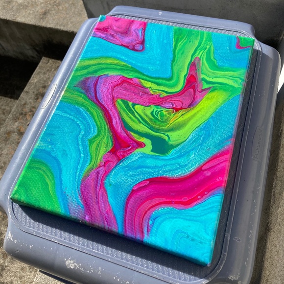 Nepenthe 8"x10" Painting by Color Fluent Art (Pink/Blue/Green) - Picture 3 of 3